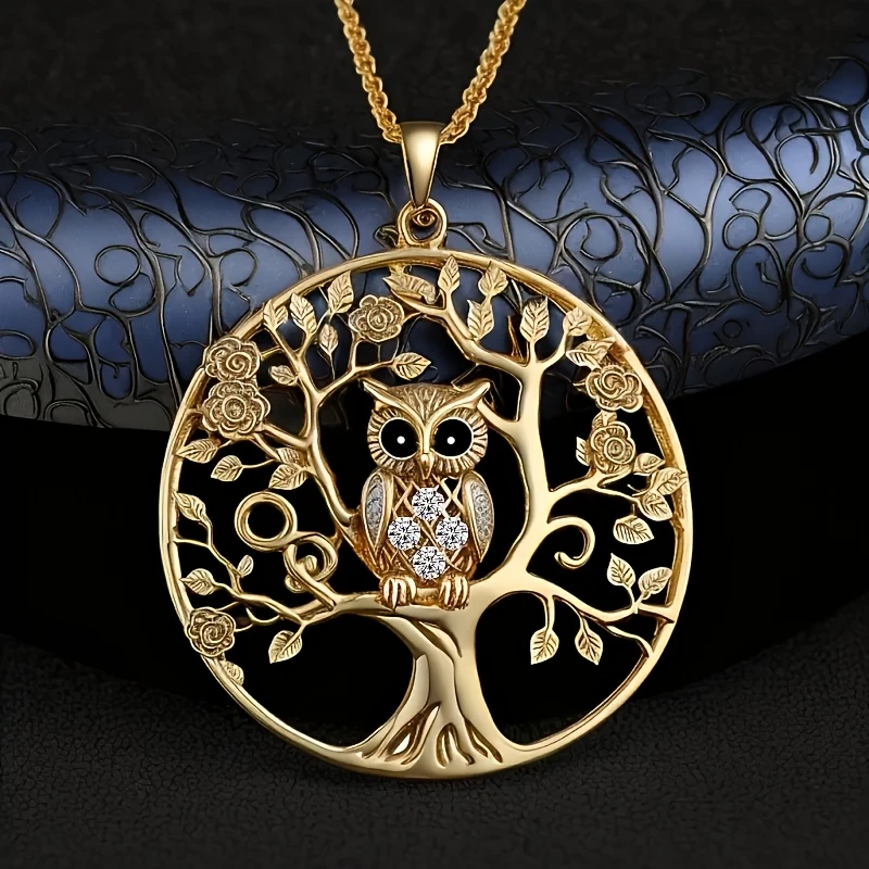 Tree of Life Gold-Tone Owl Necklace