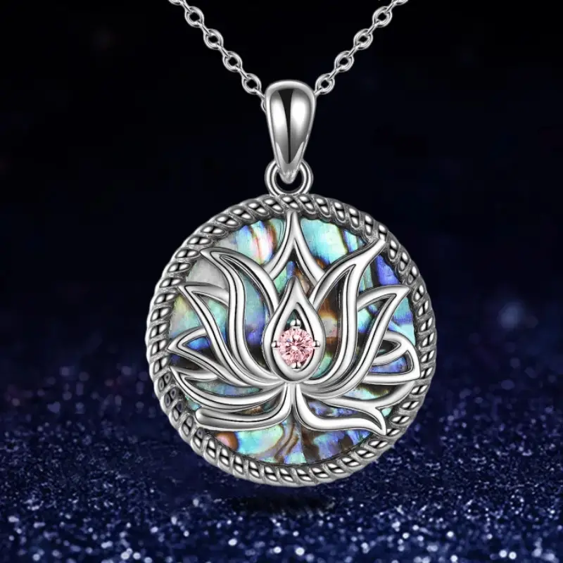 Colourful Silver-Tone Lotus Necklace