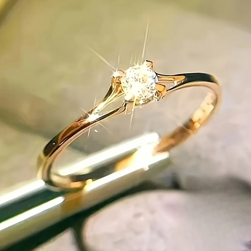 Zirconia Spark Gold-Tone Ring