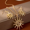 Gold-Tone Sun Earrings and Necklace Set