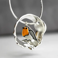 Vintage-Style Silver-Tone Bird Pendant in Round Frame