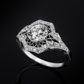 Hollow Crystalline Silver-Tone Ring