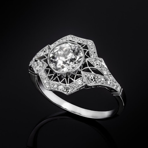 Hollow Crystalline Silver-Tone Ring