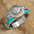 Turquoise Crystal Silver-Tone Ring