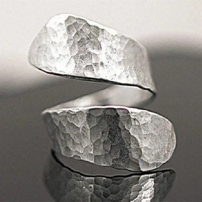 Adjustable Silver-Tone Spiral Ring
