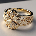 Gold-Plated Bright Flower Ring