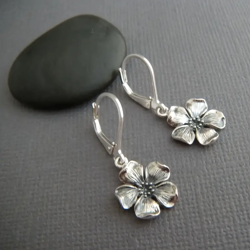 Silver-Tone Daisy Earrings