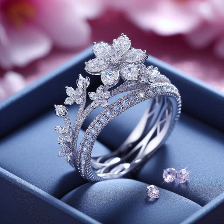 Sparkling Blossom Silver-Tone Ring