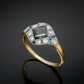 Bright Dark Blue Gold-Tone Ring