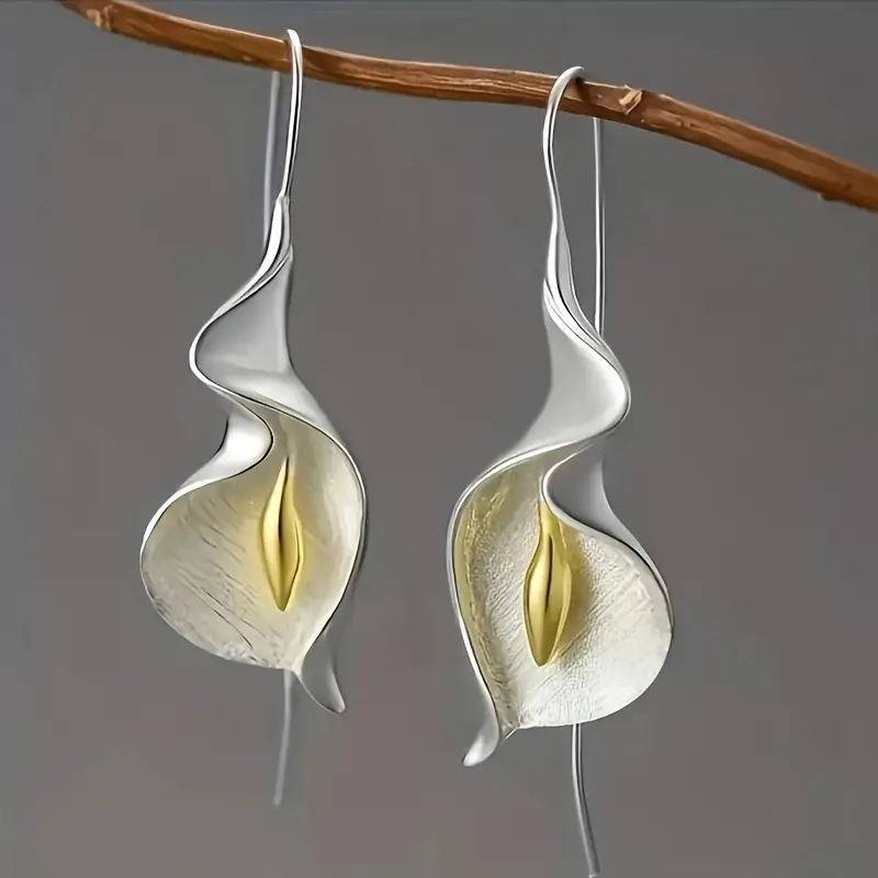 Silver-Tone Spiral Blossom Earrings