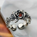 Adjustable Orange Crystal Silver-Tone Flower Ring