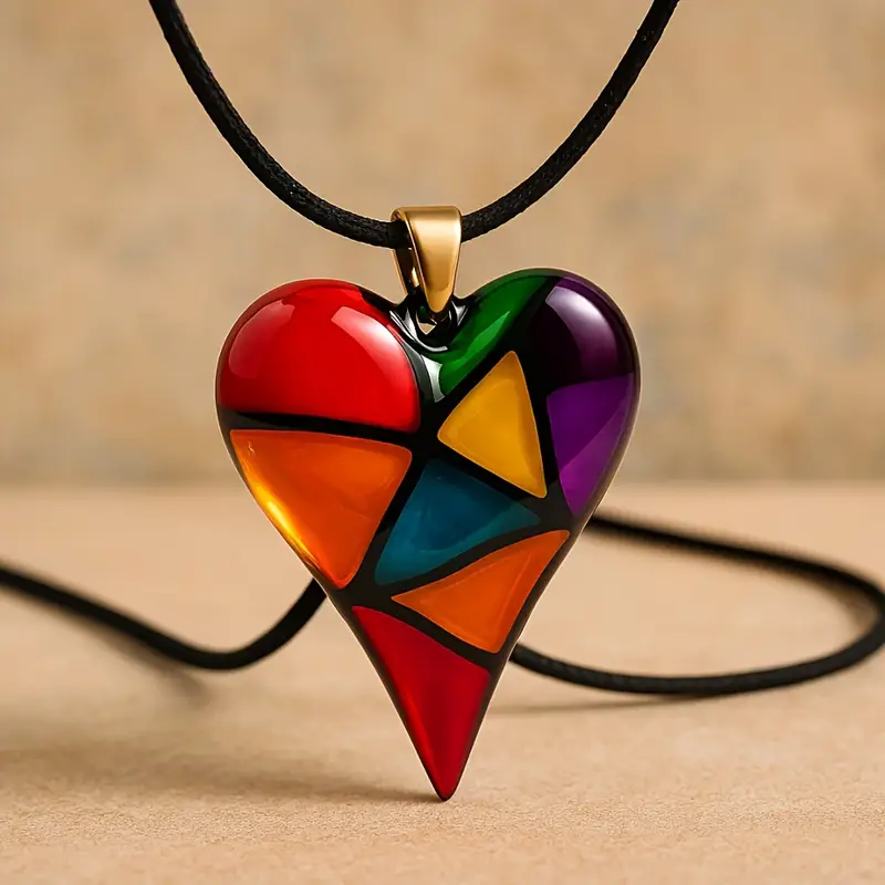 Kleurrijke koordketting met mozaïekhart