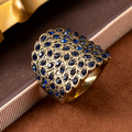 Blue Inlaid Crystal Gold-Tone Band Ring