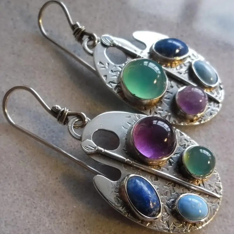 Vintage-Style Colourful Palette Earrings