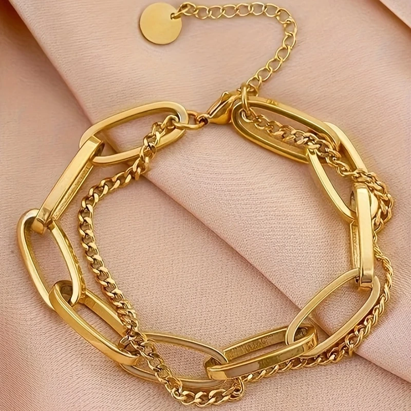 Grove paperclip-armband in goudkleur