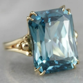 Sky Blue Crystal Gold-Tone Ring