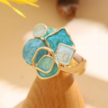 Blue and White Enamel Gold-Tone Ring