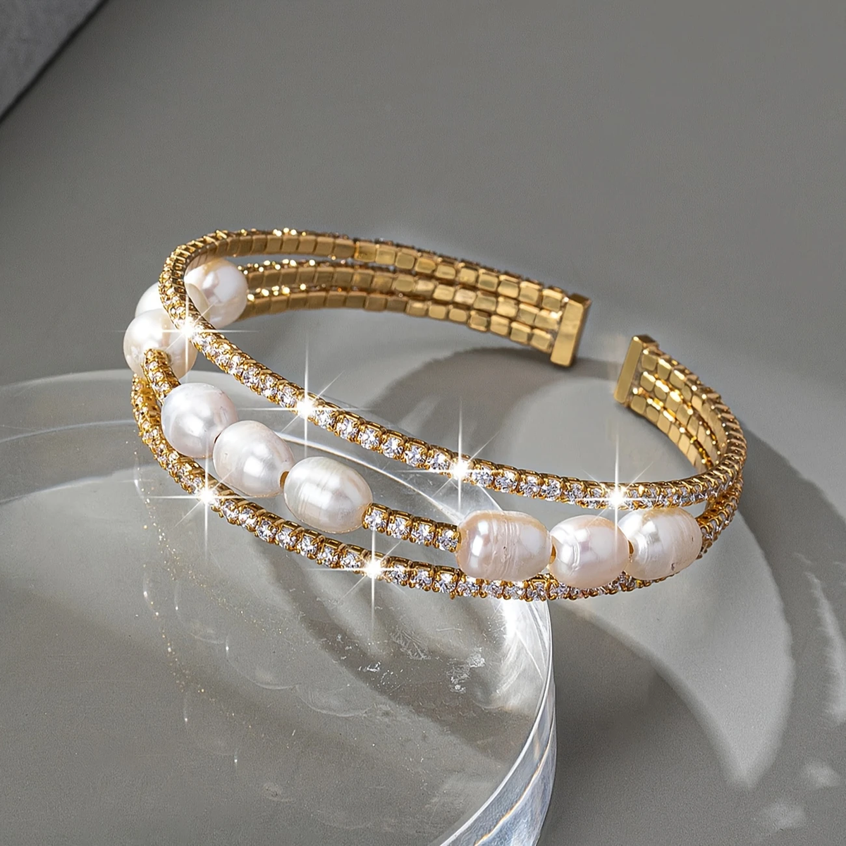 Layered Pearl Gold-Tone Bracelet