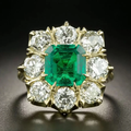 Ring met groene kristallen bloem