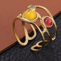Kleurrijke smalle goudkleurige ring met stenen