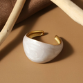 Adjustable White Enamel Gold-Tone Ring
