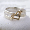 Gold-Tone Heart Knot Silver-Tone Ring