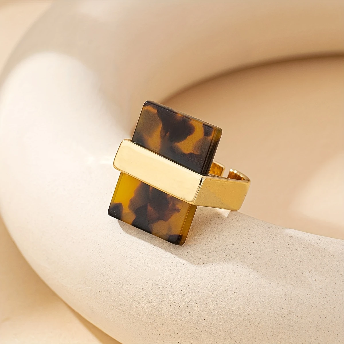 Square Tiger's Eye-Look Ring