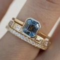 Blue Cube Glass Ring Set