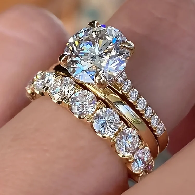 Sparkling Gold-Tone Ring Set