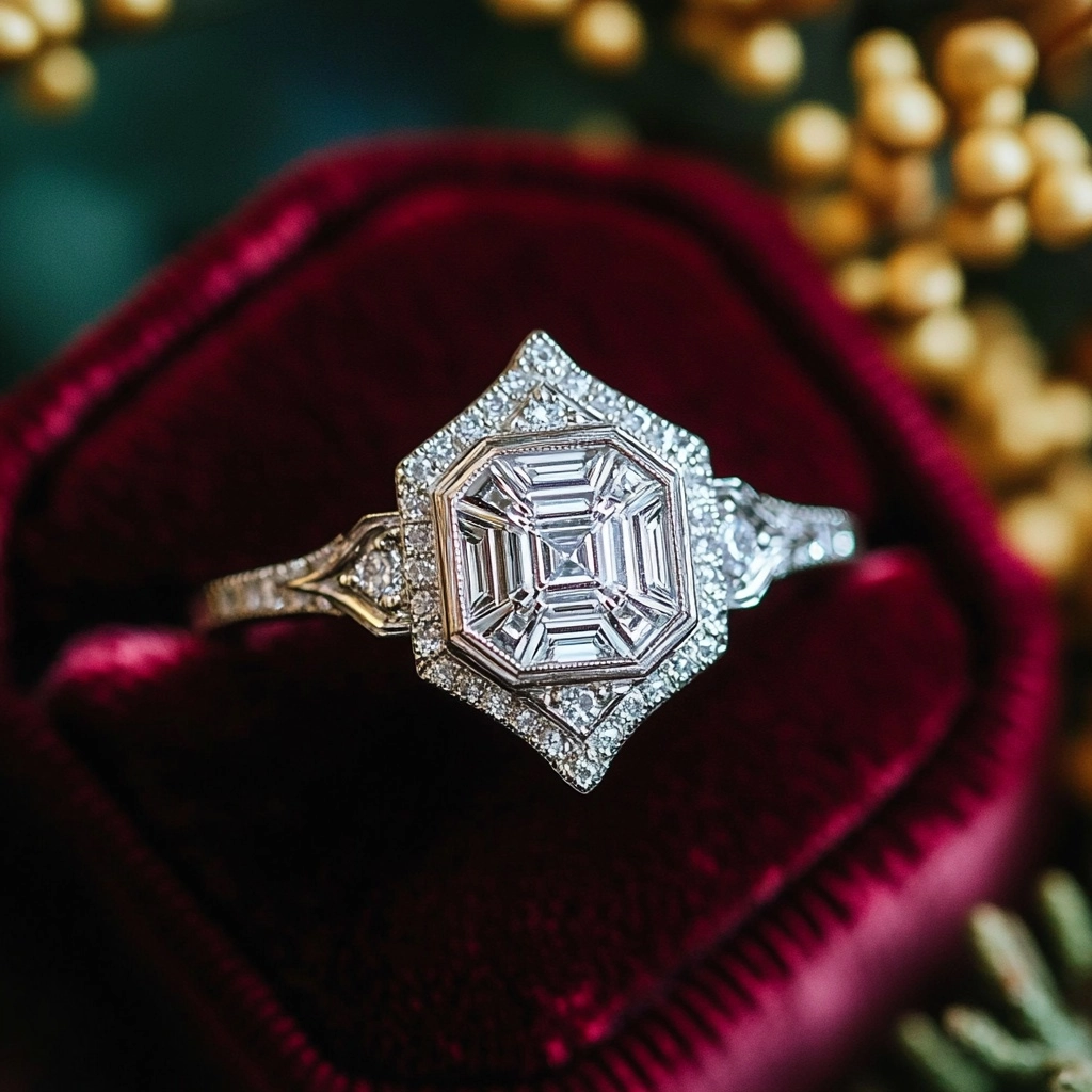 Kristallijne zilverkleurige tribal ring