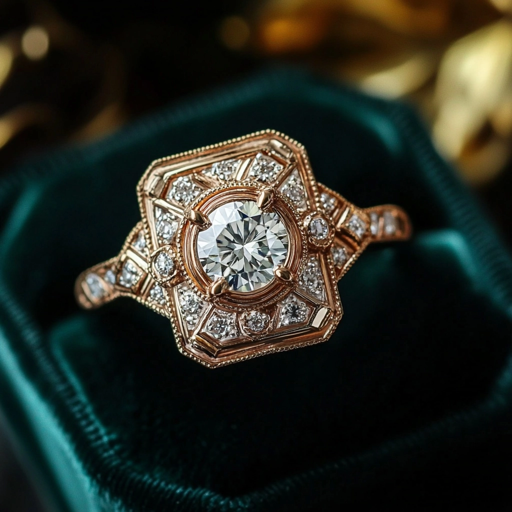 Kristallijne goudkleurige tribal ring