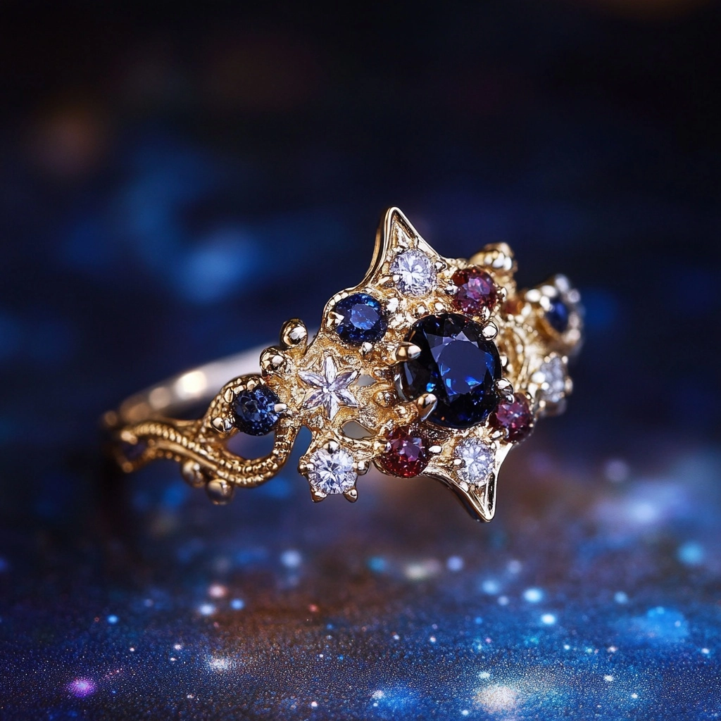 Colourful Crystal Starlight Gold-Tone Ring