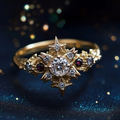 White and Red Crystal Starlight Gold-Tone Ring