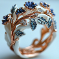 Bright Blue Enamel Floral Ring