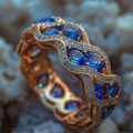 Wavy Sapphire-Look Bright Ring