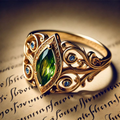 Ovale ring met olijfgroen kristal