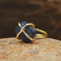 Blue Stone Locked Gold-Tone Ring