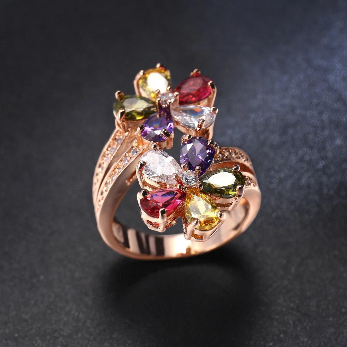 Adjustable Colourful Flower Spiral Ring