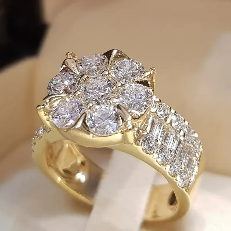 Sparkling Flower Gold-Tone Ring