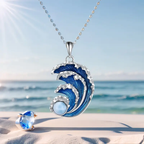 Bright Silver-Tone Wave Necklace