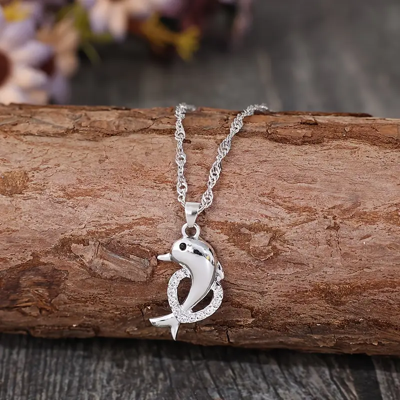 Silver-Tone Dolphin Necklace