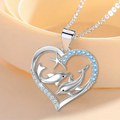 Bright Silver-Tone Twin Dolphin Heart Necklace