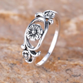 Silver-Tone Flower Hollow Ring