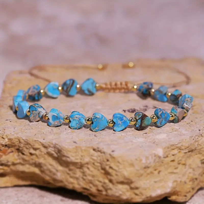 Gold-Tone Bracelet with Blue Heart