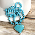 Sky Blue Stone Heart Necklace