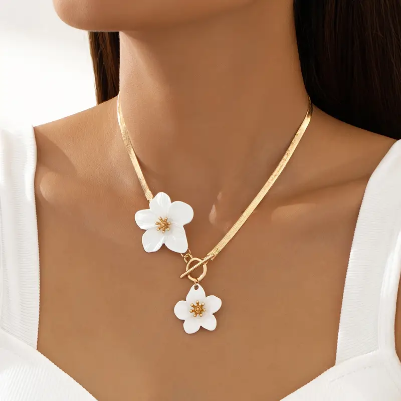 Double Daisy Gold-Tone Necklace