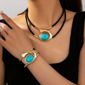 Blue Stone Gold-Tone Jewellery Set