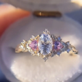White and Pink Stone Gold-Tone Ring