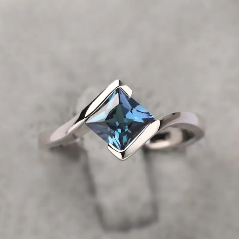 Crystal Glass Orbit Silver-Tone Ring