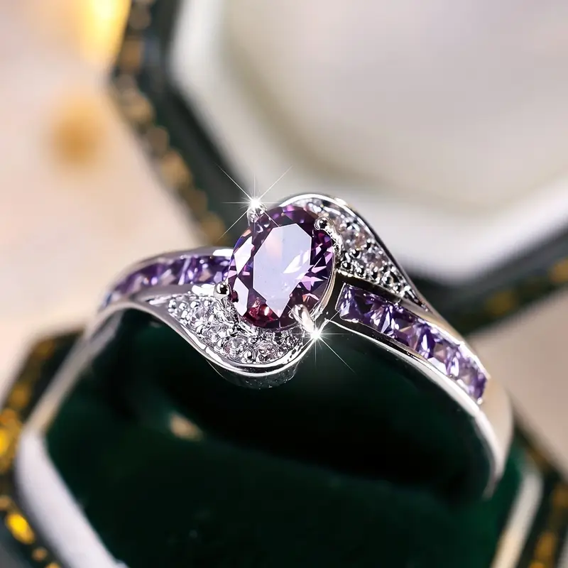 Zilverkleurige baanring in violet